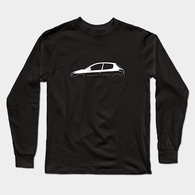 Peugeot 206 Silhouette Long Sleeve T-Shirt by Car-Silhouettes